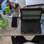 Computer with assecories on table