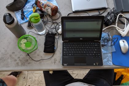 Computer with assecories on table