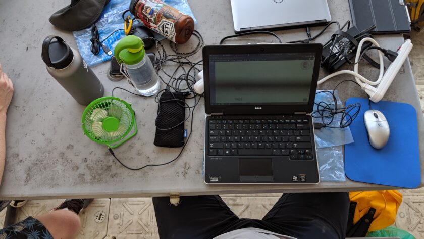 Computer with assecories on table